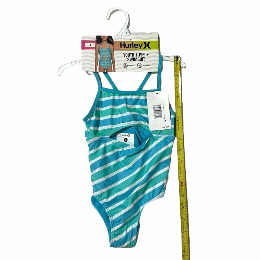 Hurley Girl's One Piece Open Mid Drift Ribbed Swimsuit Size 4 - Picture 6 of 7